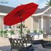 Boyel Living 9ft Patio Umbrella Outdoor Market 32 LED Solar Umbrella with Push Button Tilt and Crank Red