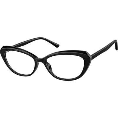 Zenni Women's Cat-Eye Prescription Glasses Black Plastic Full Rim Frame