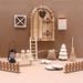 Herrnalise Dollhouse Accessories Set 16PCS Doll House Christmas Decorations Dollhouse Furniture with Mini Wooden Door Window Fence Christmas Tree and More Christmas Party Ornaments