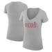 Women's G-III 4Her by Carl Banks Gray Cincinnati Reds Dot Print V-Neck Fitted T-Shirt