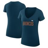 Women's G-III 4Her by Carl Banks Navy Denver Broncos Dot Print V-Neck Fitted T-Shirt