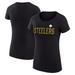Women's G-III 4Her by Carl Banks Black Pittsburgh Steelers Dot Print Lightweight Fitted T-Shirt