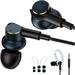 Wired Earbuds bass Dynamic and Hi-Res Iron Ring Dual Drive in-Ear Headphones with mic Hi-Fi Stereo Noise Reduction
