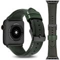 YuiYuKa Genuine Leather Strap Compatible with Apple Watch Bands 45mm 41mm 44mm 40mm Correa 42mm 38mm 49mm Bracelet Wristwatches iwatch series 7 SE 6 5 4 3 2 1 8 Ultra Band Women Men - Black green