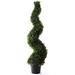 Artificial Spiral Topiary Tree - 4 Spiral Boxwood - Indoor/Outdoor Topiary - Faux Boxwood Artificial Outdoor Plants - Lifelike Buxus Boxwood Plant (Single)