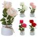 Walbest Home Office Desk Simulation Plant Set - Unfading Artificial Two Roses Flower with Flower Pot Indoor Artificial Plants Desk Decor for Home (3.74 x 3.74 x 10.63 )