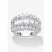Women's 4.38 Cttw. Emerald-Cut Cubic Zirconia Platinum-Plated Silver Engagement Ring by PalmBeach Jewelry in Silver (Size 9)