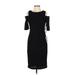 Eliza J Cocktail Dress - Sheath Cold Shoulder Short sleeves: Black Print Dresses - New - Women's Size 2