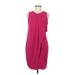 London Times Casual Dress - Sheath Crew Neck Sleeveless: Pink Print Dresses - Women's Size 8