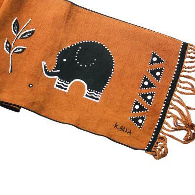 Elephant Procession,'Elephant Motif Cotton Table Runner from Ghana'