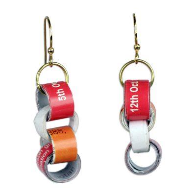 Eco Nkonson,'Chain Motif Recycled Paper Dangle Earrings from Ghana'