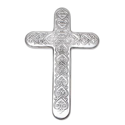 Aluminum cross, 'Hearts'