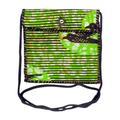 Green Tag-Along,'Striped Cotton Shoulder Bag in Green from Ghana'