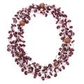 Burgundy Pebbles,'Burgundy Haldu Wood Woven Beaded Long Torsade Necklace'