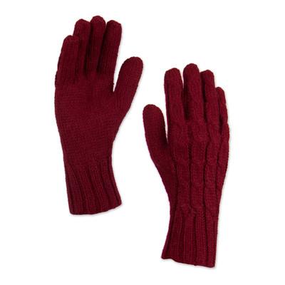 100% alpaca gloves, 'Lush Rose'