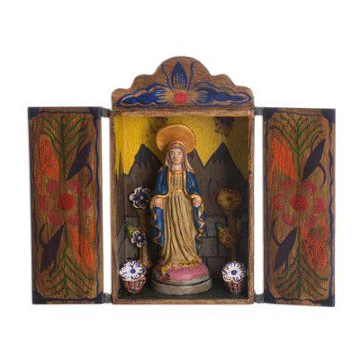Virgin Mary,'Painted Wood Retablo Andes Folk Art Handmade in Peru'