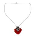 'Love Declared' - Heart Shaped Sterling Silver and Carnelian Necklace