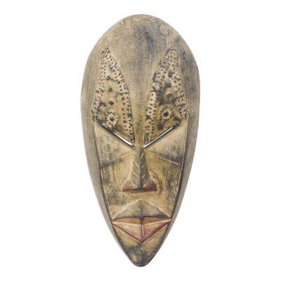 Ewe wood mask, 'Brilliant Mind' - Ewe Wood Mask