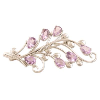 Flowering Lilac,'Handmade Rhodium-Plated Amethyst ...