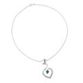 Heart Curves,'Rhodium Plated Onyx Heart Pendant Necklace from India'