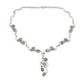 Rainbow moonstone Y necklace, 'Lotus Buds'