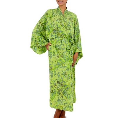 Emerald Forest,'Hand Made Green Batik Robe'