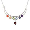 'Handmade Sterling Silver and Multi-Gemstone Chakra Necklace'