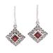 Everlasting Elegance,'Garnet and Sterling Silver Dangle Earrings from India'