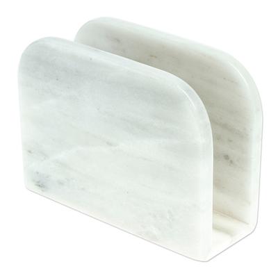 Fine Arrangement,'Pale Grey Marble Napkin Holder Crafted in Mexico'