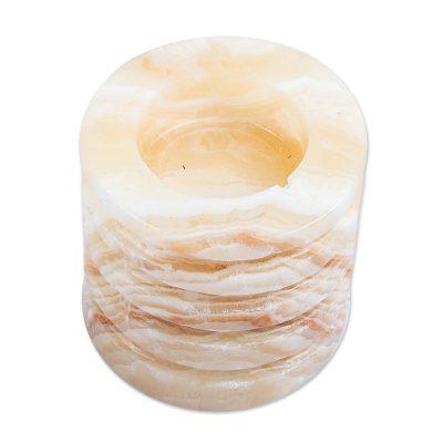 Pillar of Light,'Natural Onyx Pillar-Shaped Tealight Holder'