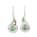 Lagoon Harmony,'Faceted Peridot and Composite Turquoise Dangle Earrings'