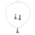 'Mystical Blooms' - Fair Trade Amethyst Necklace and Earrings Jewelry Set