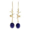 'Nature-Themed Gold Plated Lapis Lazuli Dangle Earrings'