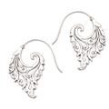 'Vine Motif Sterling Silver Half-Hoop Earrings from Bali'