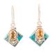 Kolkata Gold,'Citrine Dangle Earrings in Sterling Silver'