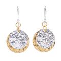 Gold and Silver Coin,'Handmade Sterling Silver Plated and Brass Dangle Earrings'