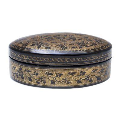 Lanna Aura in Gold,'Oval Mango Wood Decorative Box in Gold from Thailand'