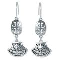 'Mexican Vintage' - Collectible Floral Sterling Silver Dangle Earri