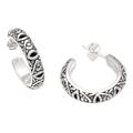 'Handmade Sterling Silver Half-Hoop Earrings from Bali'