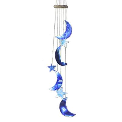 Wind chimes, 'Blue Moon and Stars' - Agate Wind Ch...