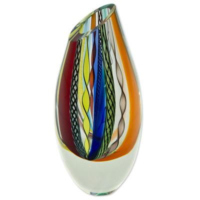 Carnival Color Fantasy,'Collectible Handblown Murano Inspired Art Vase'