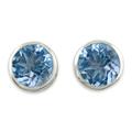 Blue topaz stud earrings, 'Spark of Life'