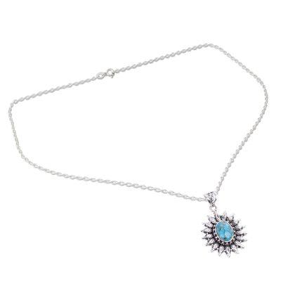 Eternal Radiance,'Silver and Composite Turquoise Artisan Crafted Necklace'