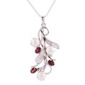 Blissful Nature,'Cultured Pearl and Faceted Garnet Necklace from India'