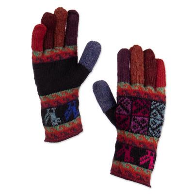 Bright Tradition,'Artisan Crafted 100% Alpaca Colorful Gloves from Peru'