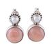 Moonlit Blush,'Cultured Freshwater Pearl and Pink Opal Drop Earrings'