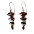 Garnet dangle earring, 'Romantic Quartet'