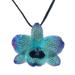 Natural Feeling in Blue,'Adjustable Natural Orchid Necklace in Blue from Thailand'
