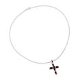 Deep Crimson Cross,'Garnet and Sterling Silver Cross Necklace from India'