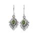 Gleaming Leaves,'Peridot Sterling Silver Leaf Dangle Earrings from India'